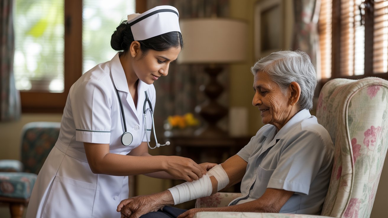 Dressing nurse at home