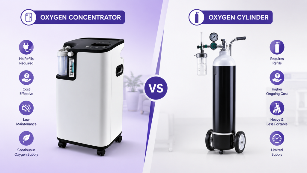 Oxygen concentrator vs Oxygen cylinder