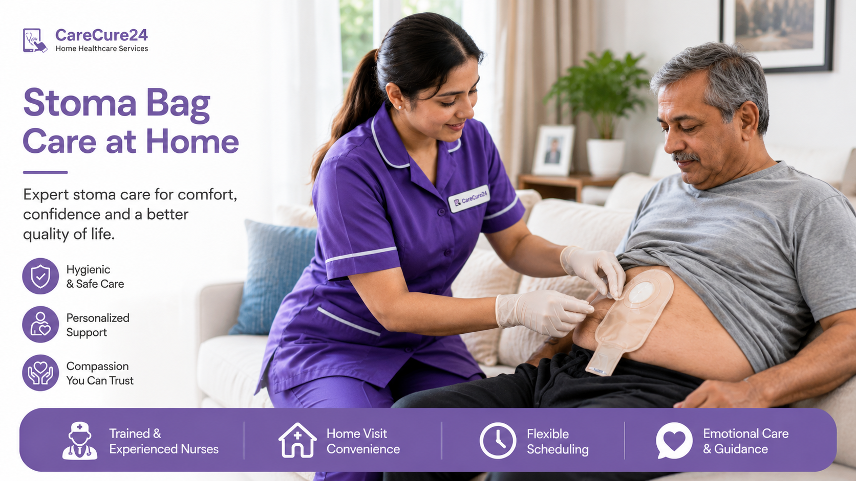 Stoma bag care at home